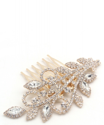 Rhinestone Hair Comb HM300115 GOLD CL